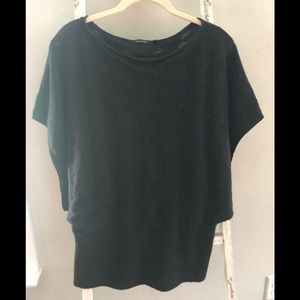 Black knit batwing sweater blouse